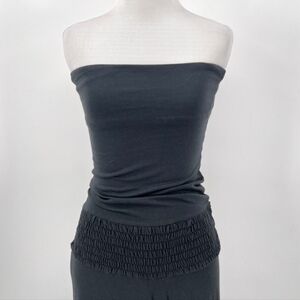 **sale**Enza Costa Jumpsuit Women's Charcoal Strapless Wide-leg Cotton NWT